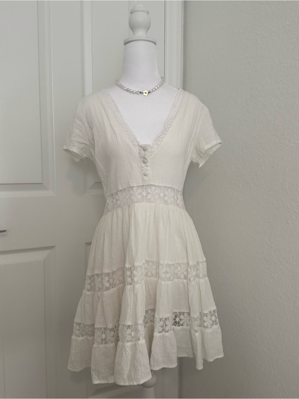 Polly White Floral Panel Mini Summer Spring Dress